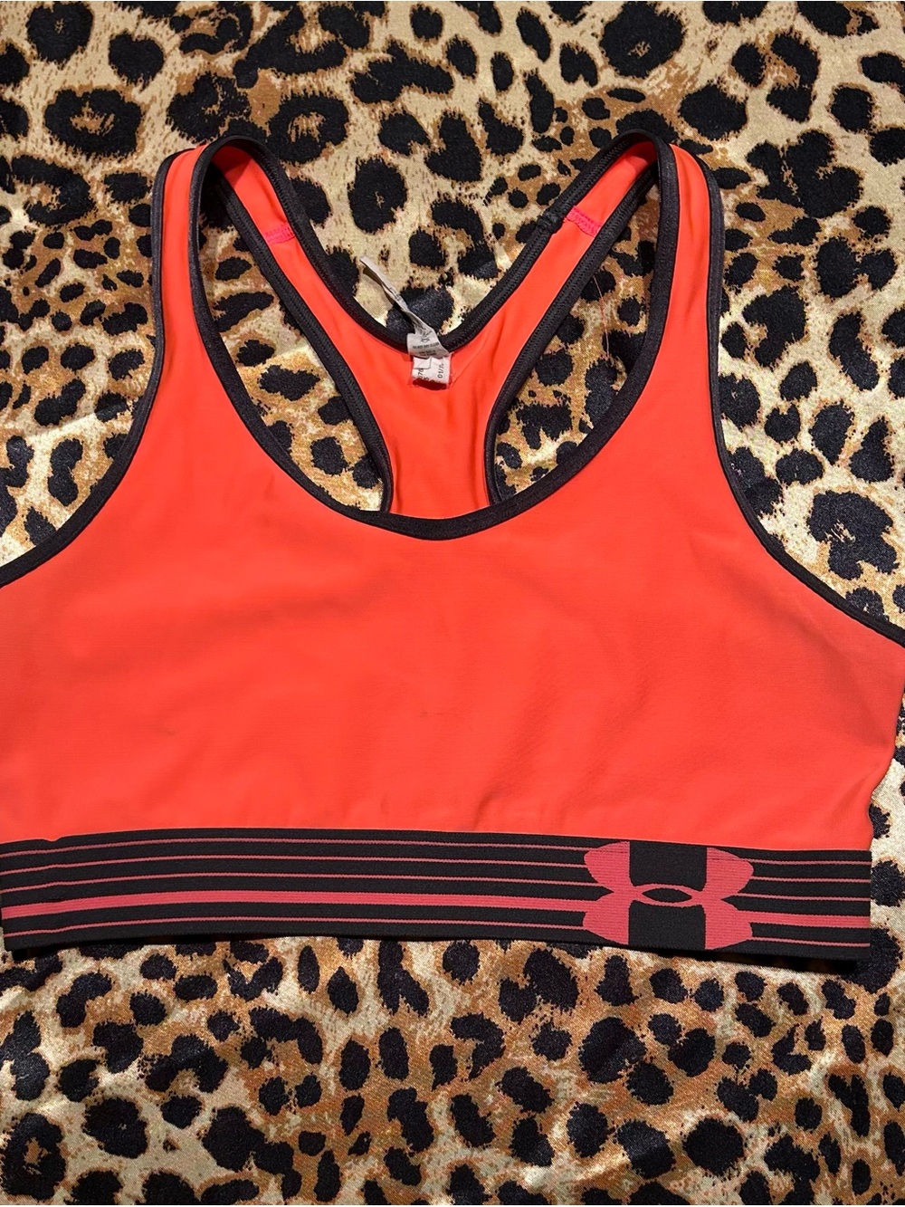 Under Armour Neon Coral Racerback Sports Bra